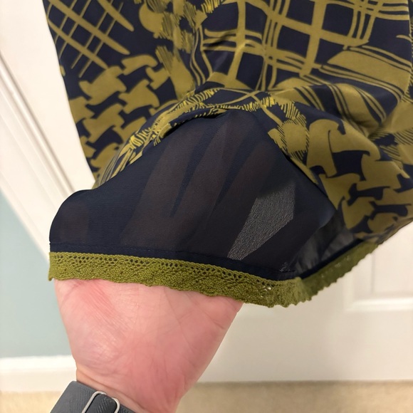 Maple Anthropologie Dress Size 2 Silk Green Navy Sweetheart Geometric Mini Lined - Picture 9 of 16